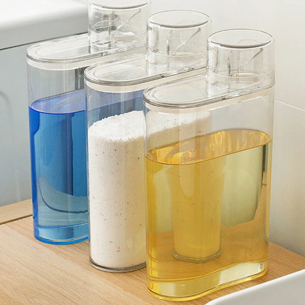 Bouteille distributrice de lessive transparente avec réservoir fermé
