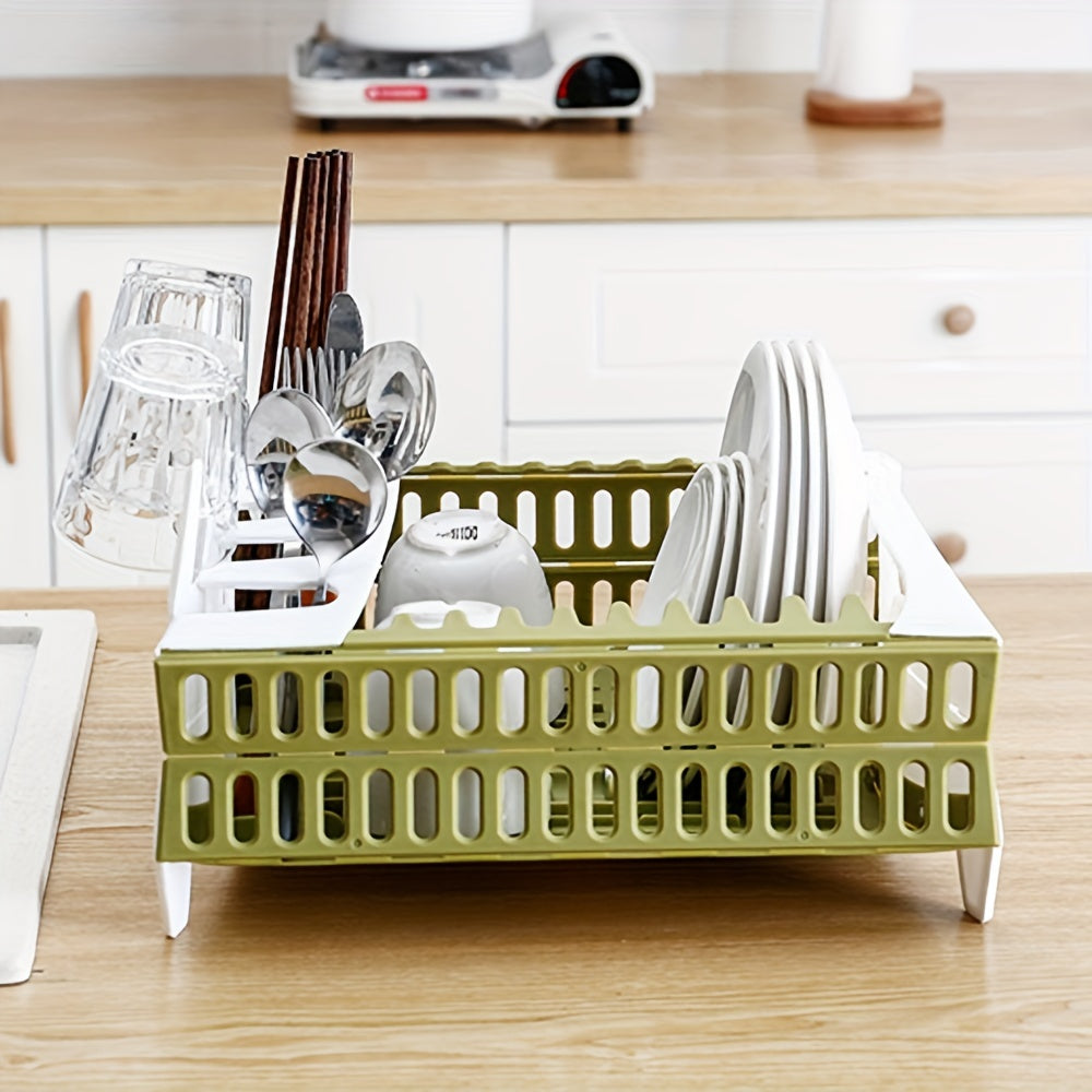 1pc Foldable Dish Rack, Dish Draining Tray, Collapsible Dish Rack, Dinnerware Drainer Organizer