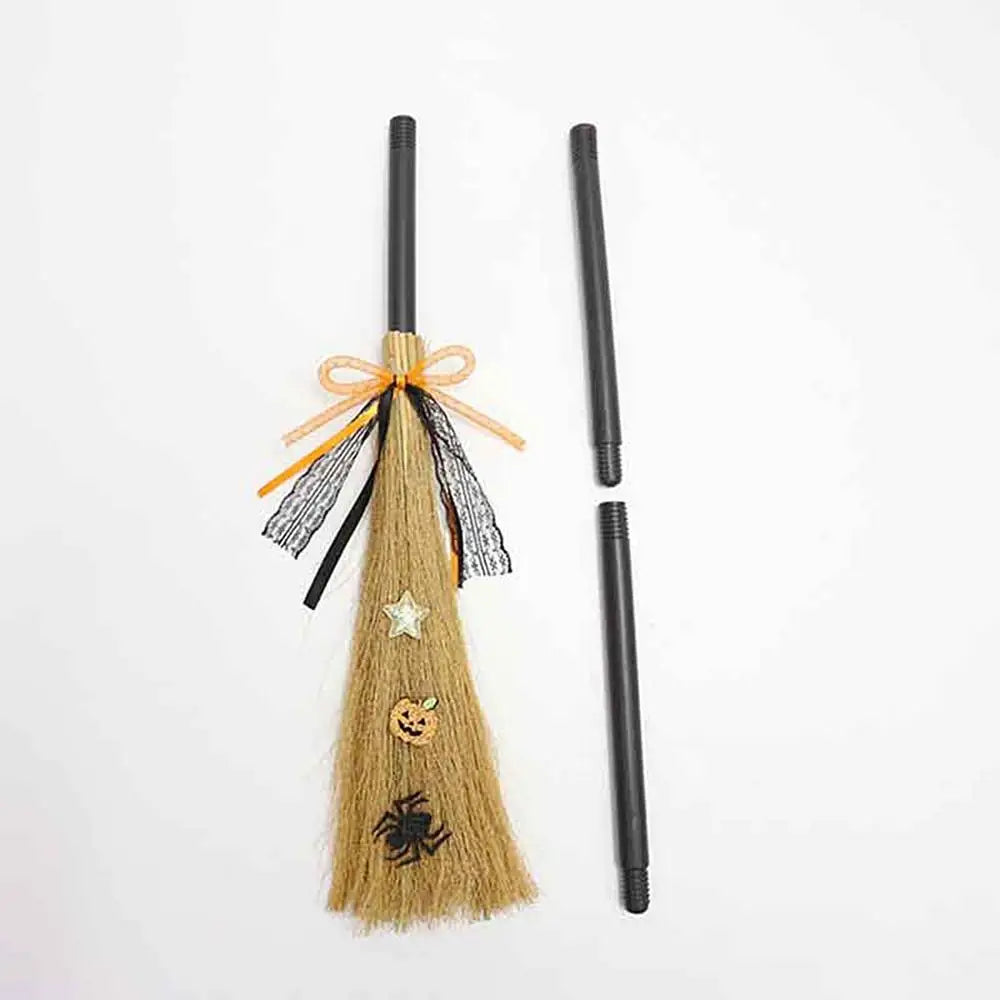 Witch Broom Halloween Witch Broom With Detachable Handle  Broom Props Party Supplies for Halloween Costume Decoration