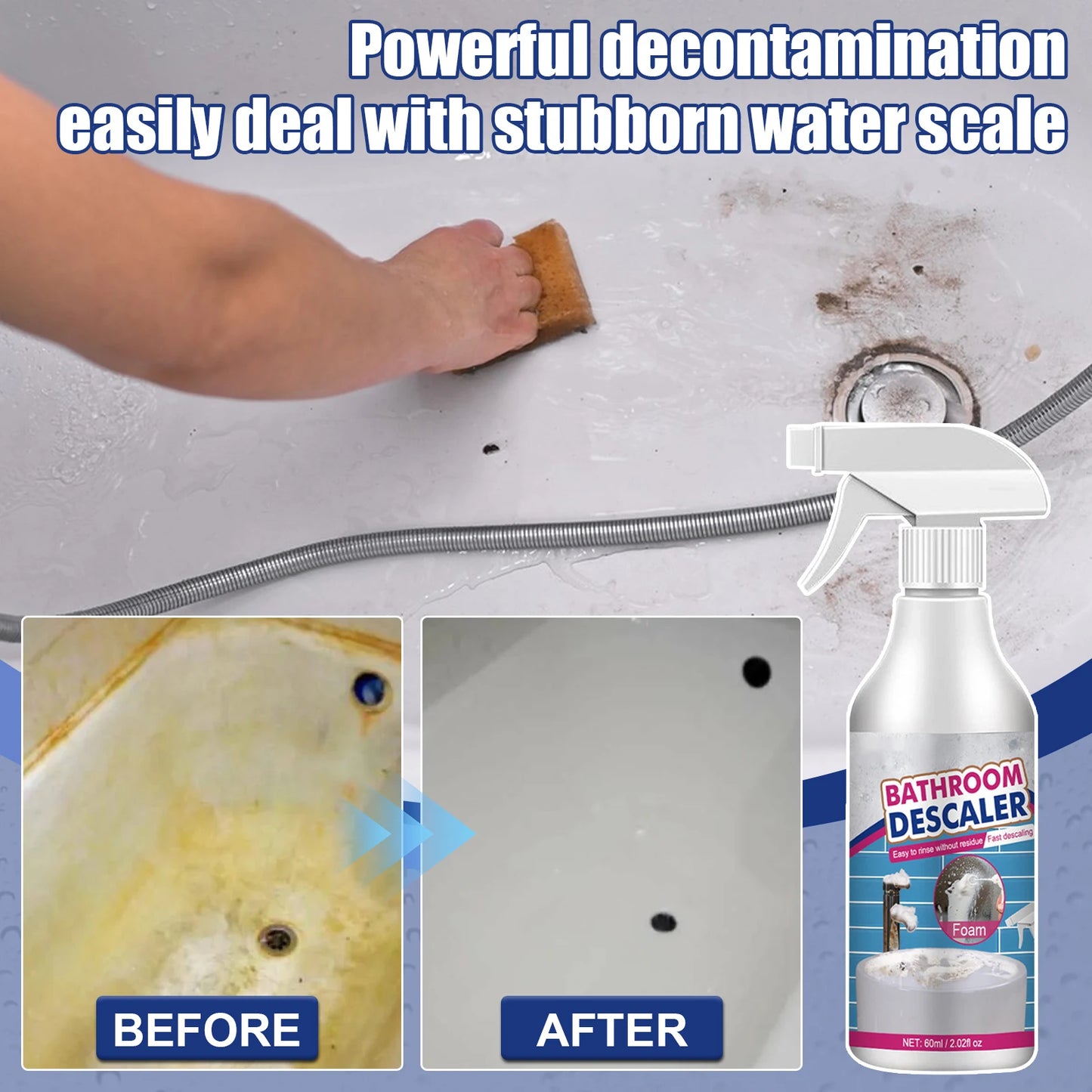 5-1pcs Bathroom Descaler Foam Cleaner Powerful Stubborn Stains Cleaner Bathtub Toilet Glass Washbasin Descaling Cleaning Spray
