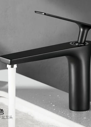 All Copper Black Gold Basin Faucet Sink Faucet Hot and Cold Faucet White Heightened Bathroom Faucet  Bathroom Faucet