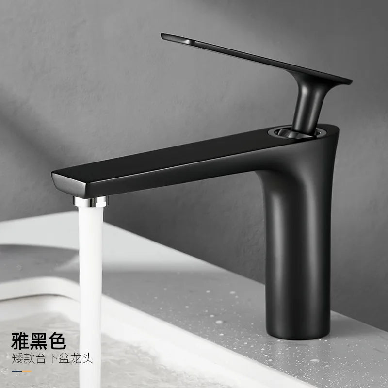 All Copper Black Gold Basin Faucet Sink Faucet Hot and Cold Faucet White Heightened Bathroom Faucet  Bathroom Faucet