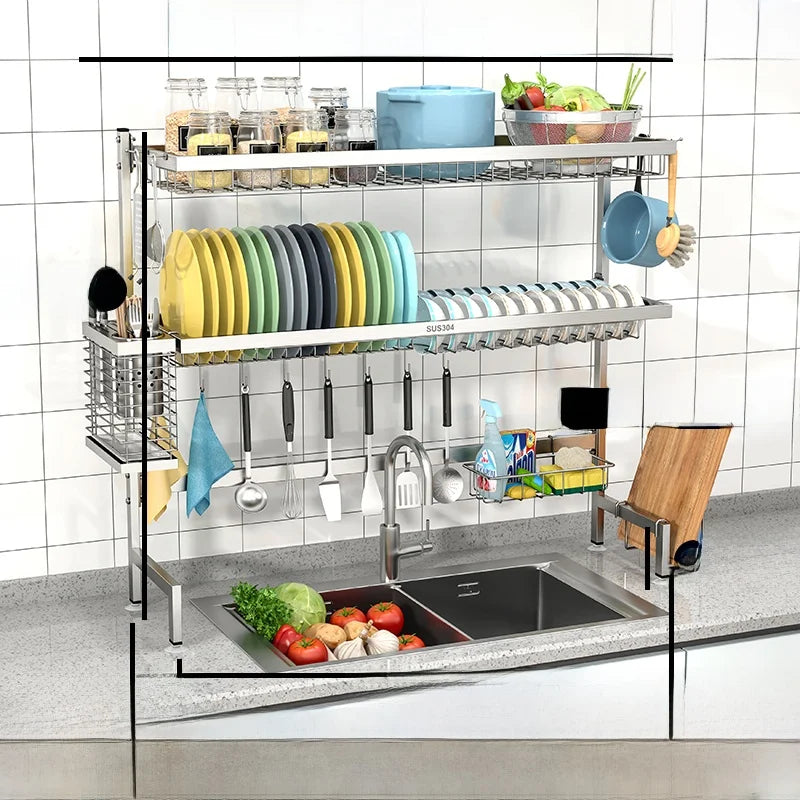 Stainl Steel 304 Kitchen Sink Di Drainer Ra Multi-Function Storage Plate Holder for Diwaing Pool above Countertop