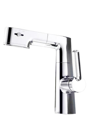VGX Multifunctional Bathroom Faucets Pull Out Basin Mixer Sink Faucet Gourmet LED Temperature Tap 360° Tapware Crane Brass White