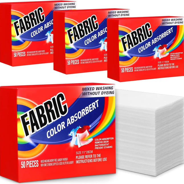 50pcs/Box Color Absorber Laundry Sheets Color Dye Guard Sheets for Laundry Prevent Runs Bleeds Fragrance Free Trapping for Home