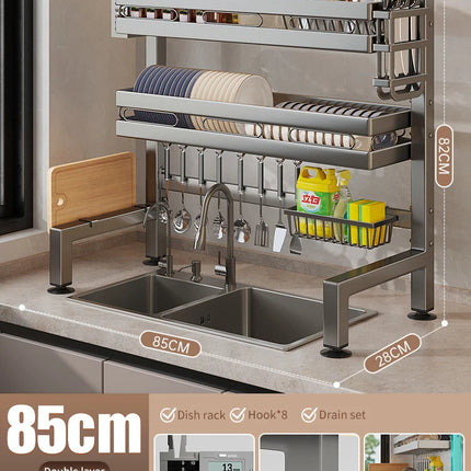 Égouttoir à vaisselle double couche pour évier de cuisine, étagère de rangement pour vaisselle, égouttoir multifonctionnel, accessoires de rangement pour plan de travail