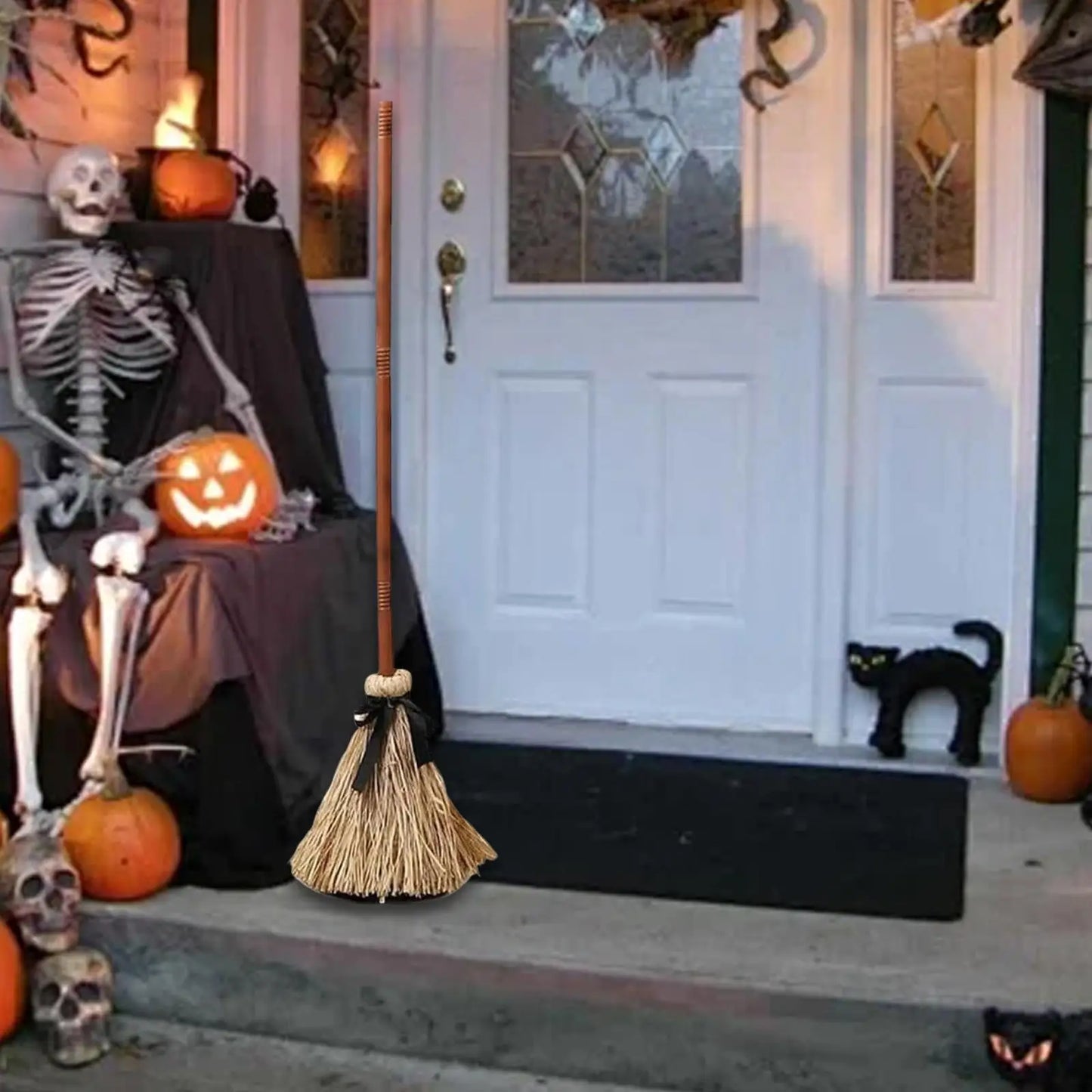 Dancing Witch Broom Gathering Props Centerpiece Present Ornament Dancing Broomstick Halloween Decor for Party Indoor Outdoor