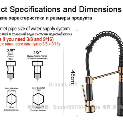 Robinet de cuisine GEGVE, robinet amovible en laiton brossé, robinet d'arrosage pour accessoires de cuisine, bec extractible, eau chaude et froide