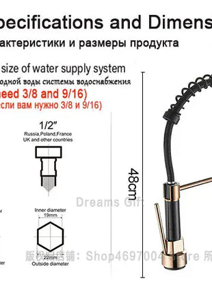 GEGVE Kitchen Faucets Removable taps Brush Brass faucet Water hydrant robinet for kitchen accessories Pull Out Spout Hot Cold