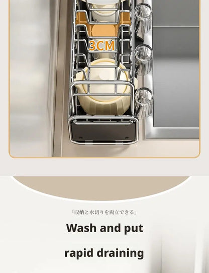 Dish Drying Rack Chopstick Stand Kitchen Bowl Dishes Draining Basket Narrow Cup Holder Over Sink Drainer Draining Shelf Rack