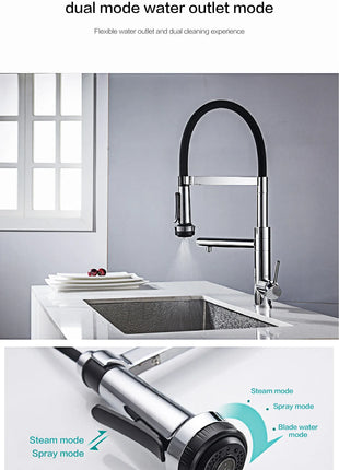 Luxury chrome brass kitchen faucet magnetic suction design with filtered water single hole cold and hot dual control sink faucet