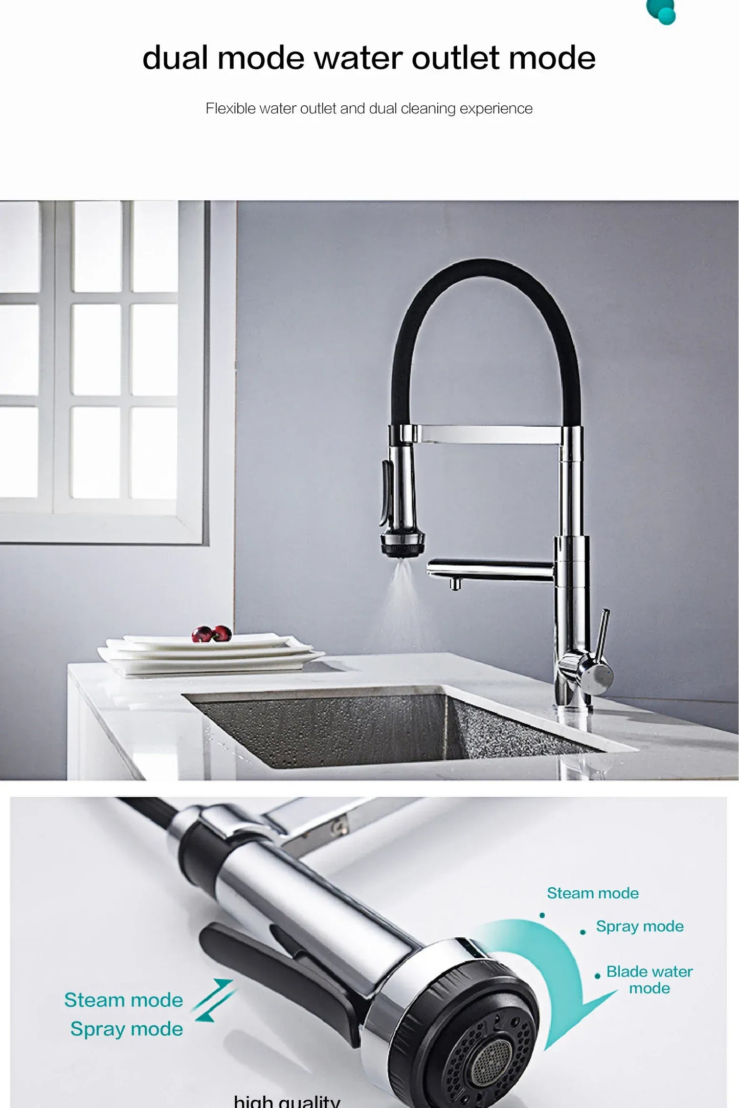 Luxury chrome brass kitchen faucet magnetic suction design with filtered water single hole cold and hot dual control sink faucet