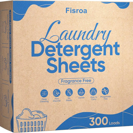 Travel Laundry Detergent Sheets 300 Loads Eco-friendly Washing Detergent Sheets Plastic-Free Washer Sheets, Fresh Linen