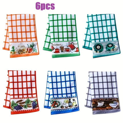 Lot de 6 torchons de cuisine absorbants imprimés, essuie-mains