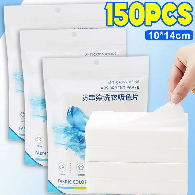 Feuilles Anti-Décoloration et Absorption des Couleurs – Pastilles de Lessive Protectrices | Feuilles Anti-Taches Réutilisables (50/150 Pièces) 