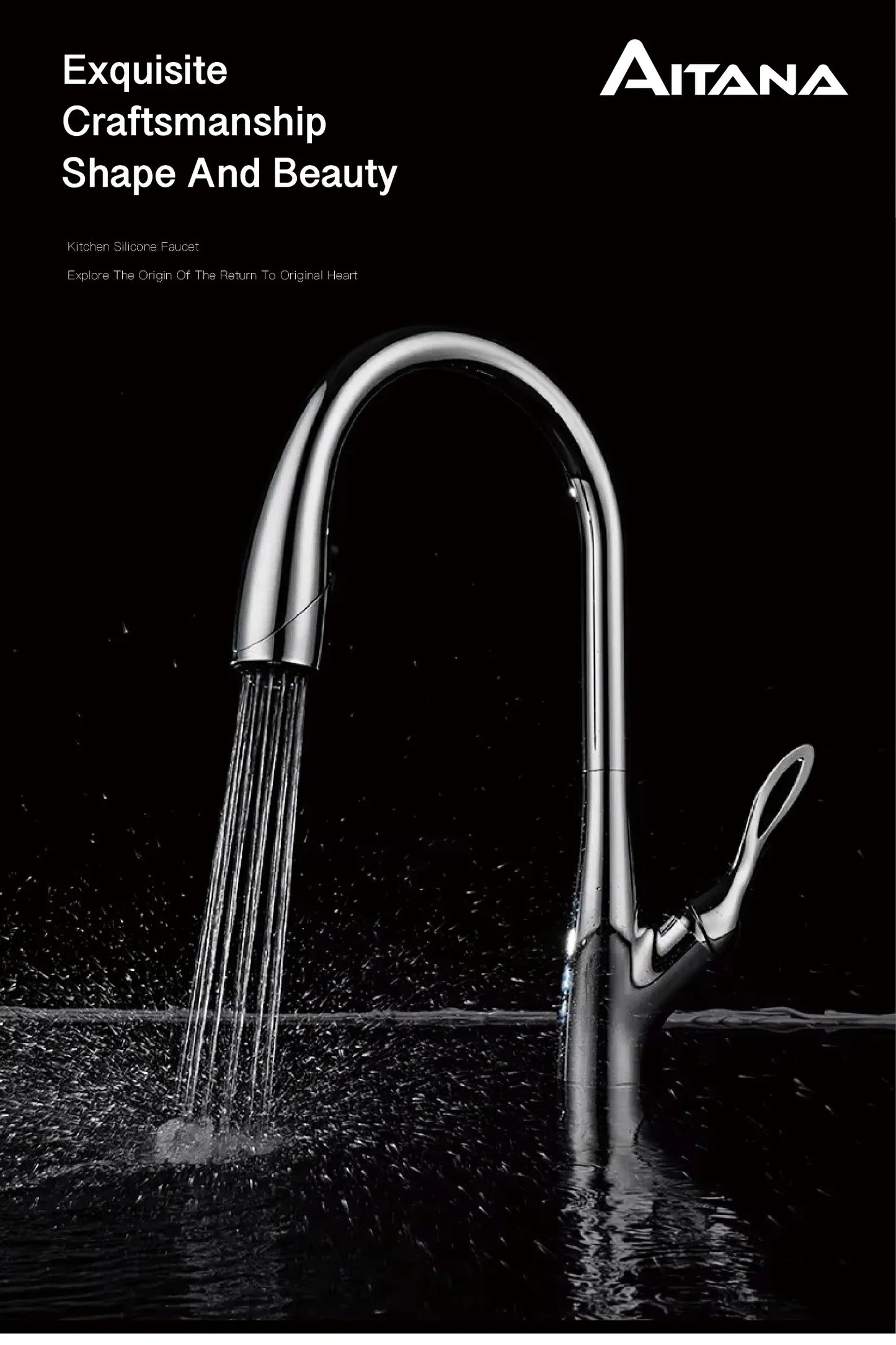 AITANA Modern Luxury Golden Brass Kitchen Faucet Pull-Out Design Single Handle for Hot And Cold Water 3 Functions Sink Faucet