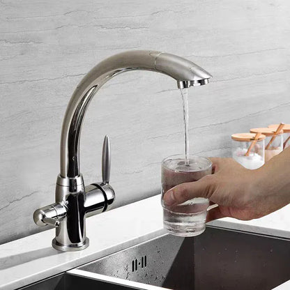 New Solid Brass Swivel 3 in 1 Drinking Water Kitchen Faucets Robinet Para Torneira Wels Sink Mixer Tri Flow 3 Way Filter Taps
