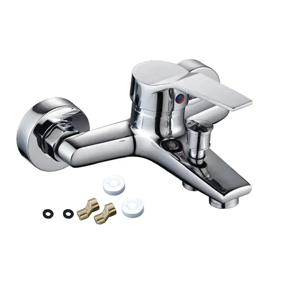 Chrome Bathroom Faucet Bathtub Facuet Wall Mounting Cold and Hot Shower Faucet