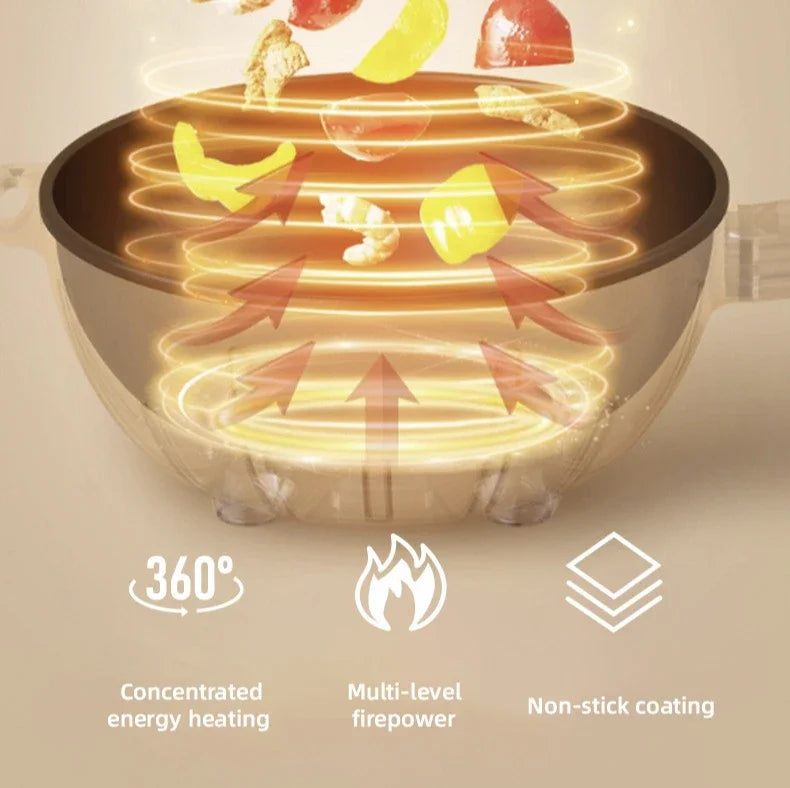 110V 220V Electric Frying Pan Household Mini Stir-frying Pot Electric Cooker Electric Cooking Pot Portable Hotpot