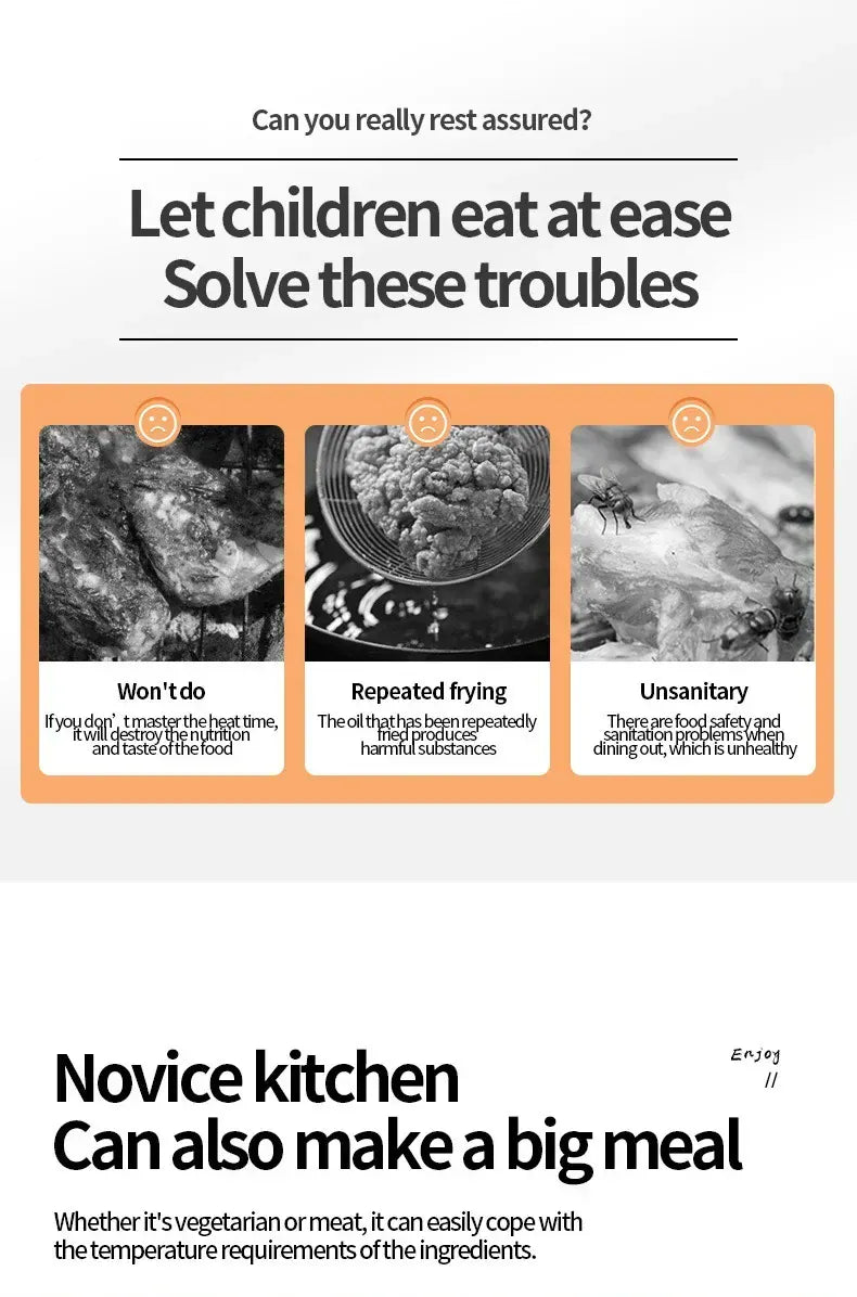 Home Electric French Fries Machine You Tiao Machine 2.5L Household Stainless Steel Fryer 220V/1000W Integrated Self-heating Elec