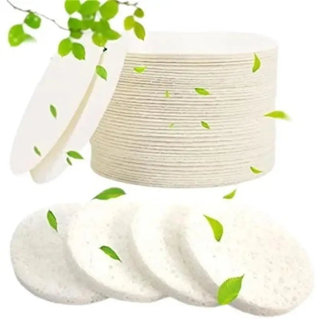 Éponges rondes blanches pour le nettoyage en profondeur et l'exfoliation du visage - E-menage