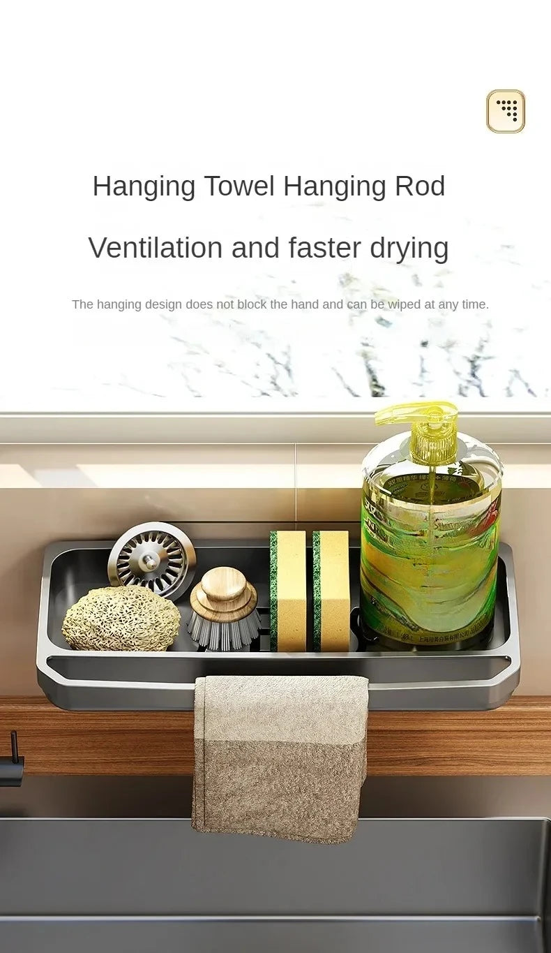 Drain Rack Kitchen Sink Organizer Self-draining Shelf Sponge Holder Dishcloth Soap Drainer Kitchen Gadgets Kitchen Accessories