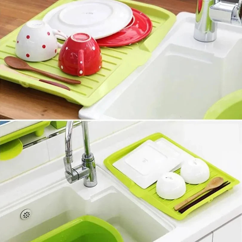 Égouttoir de cuisine en silicone, plateau égouttoir à vaisselle, grand égouttoir pour évier, organisateur de plan de travail, égouttoir pour vaisselle de cuisine