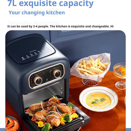 Visual Air Fryer Oven, 1500W Oil-Free Electric Cooker with Non-Stick Basket & Independent Knobs, Even Heating for Roast【7L】