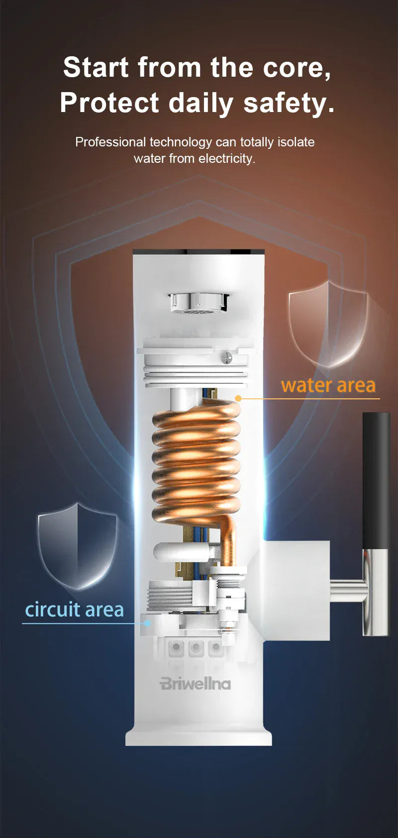 Briwellna Electric Water Heater 220V Kitchen Faucet Tankless Geysers Faucet Heater Heating Tap Instantaneous Heaters Robinet