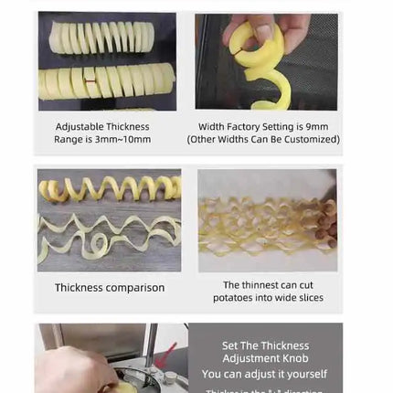 Machine à frites électrique commerciale automatique, machine à frites bouclées, robot culinaire en acier inoxydable, 100 kg/h