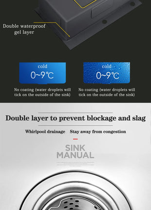 DQOK Stainless Steel Kitchen Sink Slot Dish Basin Kitchen sink Drain Basket And Drain Pip Rectangular