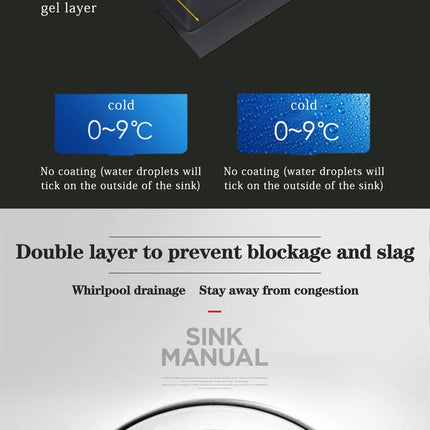 Évier de cuisine rectangulaire DQOK en acier inoxydable avec bac à vaisselle, panier d'égouttage et tuyau de vidange.