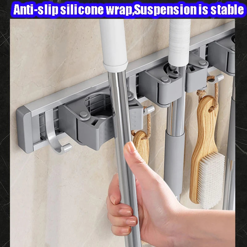 Broom Holder Wall Mounted Mop and Broom Hanger Holder Garage Storage Rack for Home, kitchen, Garden, Tools, Garage