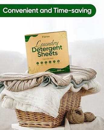 Travel Laundry Detergent Sheets 300 Loads Eco-friendly Washing Detergent Sheets Plastic-Free Washer Sheets, Fresh Linen