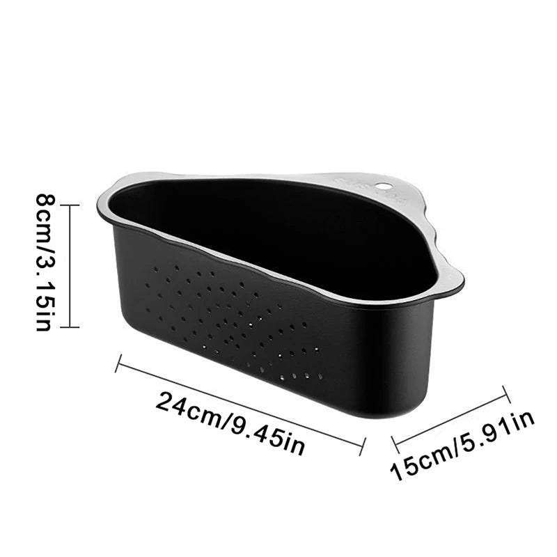 💕Stainless Steel Kitchen Sink Triangular Drainer Basket, Vegetable Washing Basin Water Filter Storage Rack