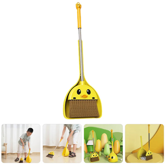 Cleaning Broom Mini Yellow Duck Broom Kids Cartoon Broom Toy Cleaning Tool Home Broom Dustpan Brush Toddler Broom for Children