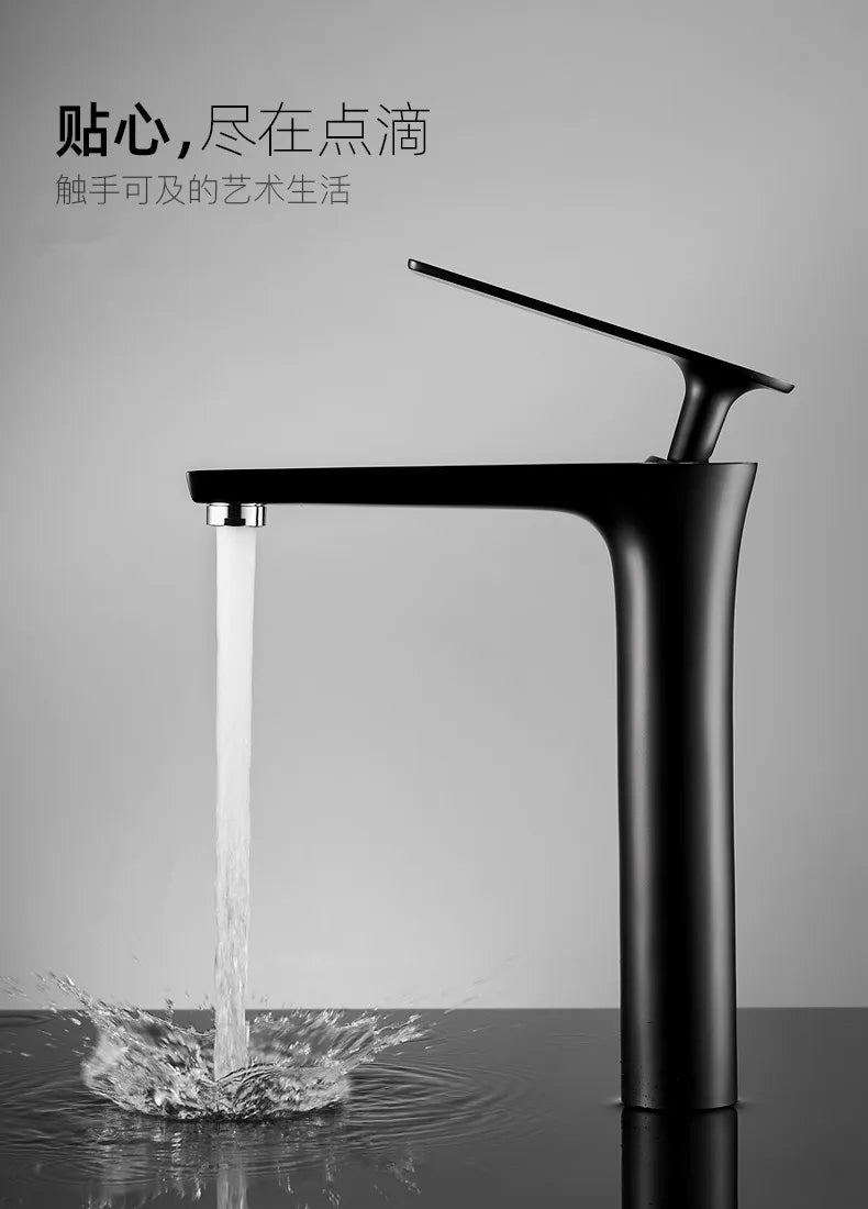 All Copper Black Gold Basin Faucet Sink Faucet Hot and Cold Faucet White Heightened Bathroom Faucet  Bathroom Faucet