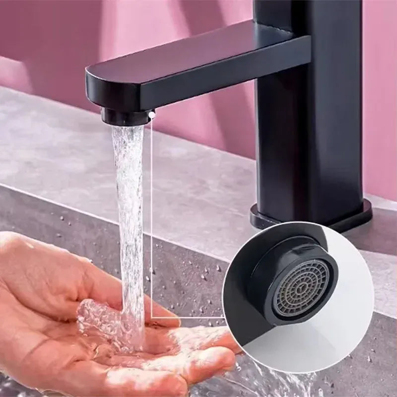 Bathroom Faucet Hot Cold Mixer Tap Deck Mounted Bathroom Basin Faucets Black Square Washbasin Sink Bathtub hot cold water Crane