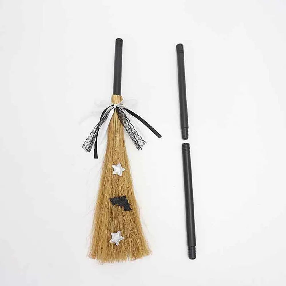 Witch Broom Halloween Witch Broom With Detachable Handle  Broom Props Party Supplies for Halloween Costume Decoration