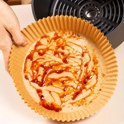 Papier sulfurisé jetable pour friteuse à air chaud, résistant à l'huile et à l'eau, format rond, carré et rectangle, pour la cuisine et les fêtes.