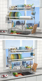 Stainl Steel 304 Kitchen Sink Di Drainer Ra Multi-Function Storage Plate Holder for Diwaing Pool above Countertop