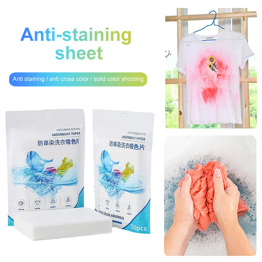 50-1000PCS Colour Catcher Sheet Color Absorption Paper Anti Cloth Dyed Leaves Laundry Color Run Remove Sheet Washing Accessories