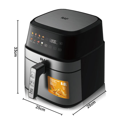 Friteuse à air chaud électrique multifonctionnelle 6,5 L, sans huile, écran tactile, numérique intelligent, circulation d'air chaud à 360°