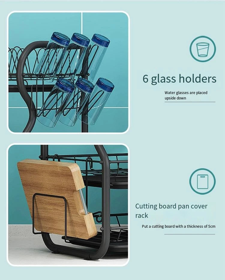 Cutlery Rack Stainless Steel Drying Rack Bowl Dish Draining Shelf  Kitchen Organizer 3 Tiers Dish Drainer Dryer Tray Holder