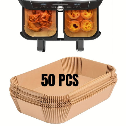 Papier sulfurisé jetable pour friteuse à air chaud, résistant à l'huile et à l'eau, format rond, carré et rectangle, pour la cuisine et les fêtes.