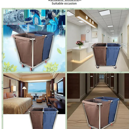Restaurant Large Capacity Wet and Dry Linen Trolleys for Hospital With Wheels Hotel Trolley Dirty Laundry Basket Cart - E-menage