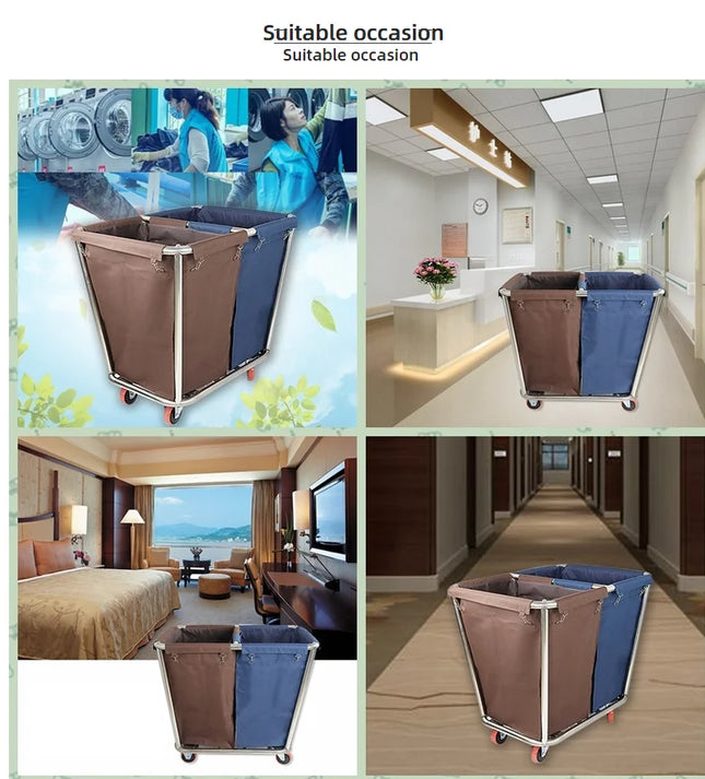 Restaurant Large Capacity Wet and Dry Linen Trolleys for Hospital With Wheels Hotel Trolley Dirty Laundry Basket Cart - E-menage