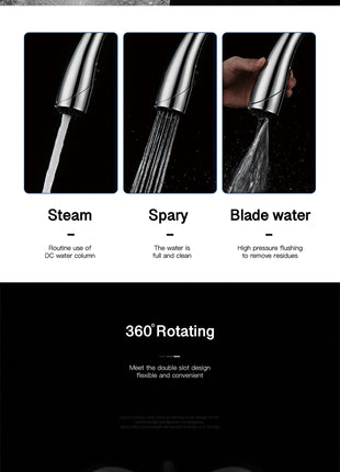 AITANA Modern Luxury Golden Brass Kitchen Faucet Pull-Out Design Single Handle for Hot And Cold Water 3 Functions Sink Faucet