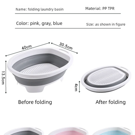 Bassine à linge pliable avec planche à laver