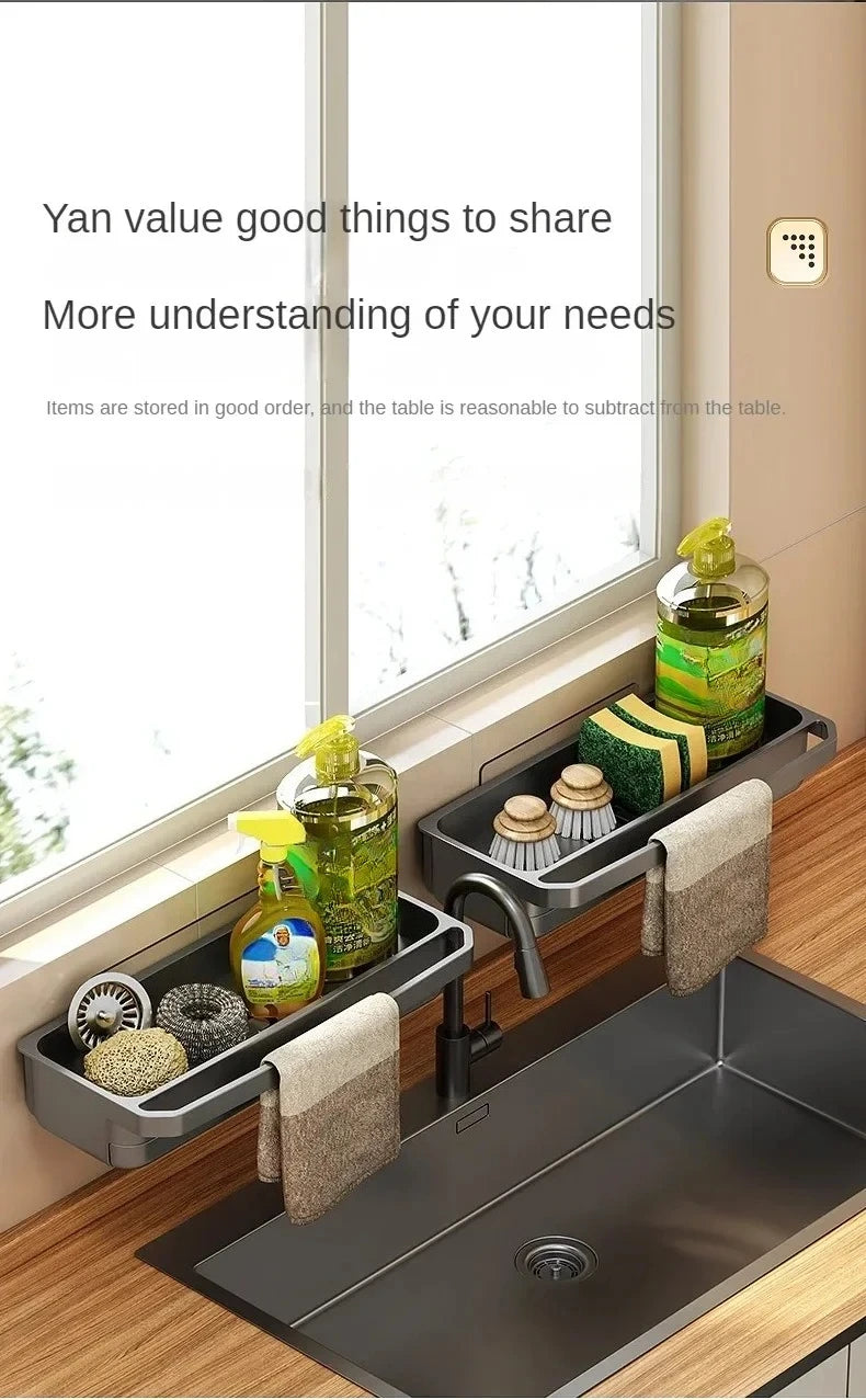 Drain Rack Kitchen Sink Organizer Self-draining Shelf Sponge Holder Dishcloth Soap Drainer Kitchen Gadgets Kitchen Accessories